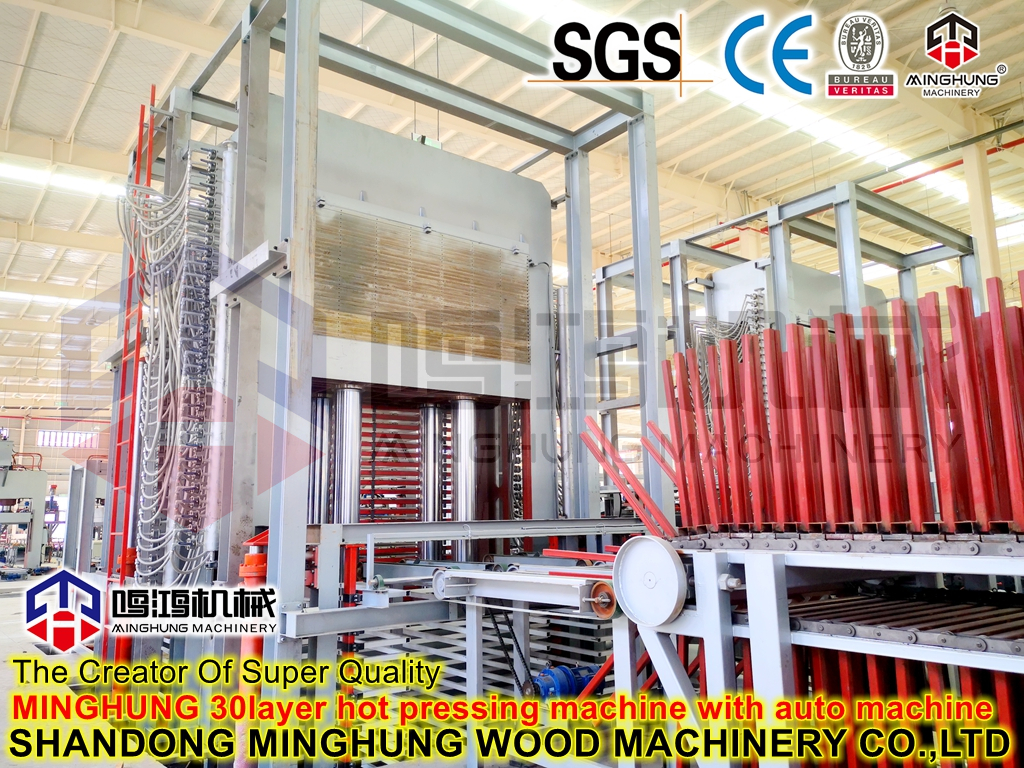 30layer hot pressing with auto line Otomatik hat ile 30'lu sıcak presleme
