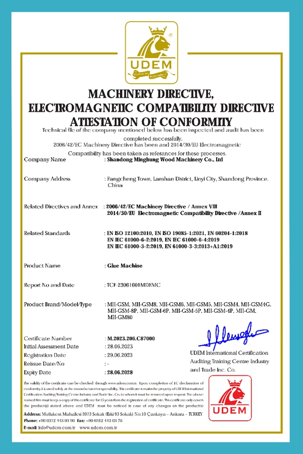 Tutkal Makinesi Sertifikası