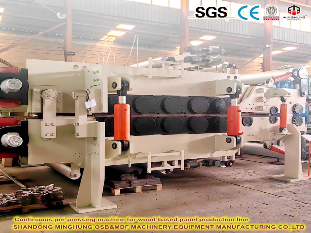 Sunta ahşap tabanlı panel &uuml;retim hattı i&ccedil;in s&uuml;rekli &ouml;n basın&ccedil; makinesi