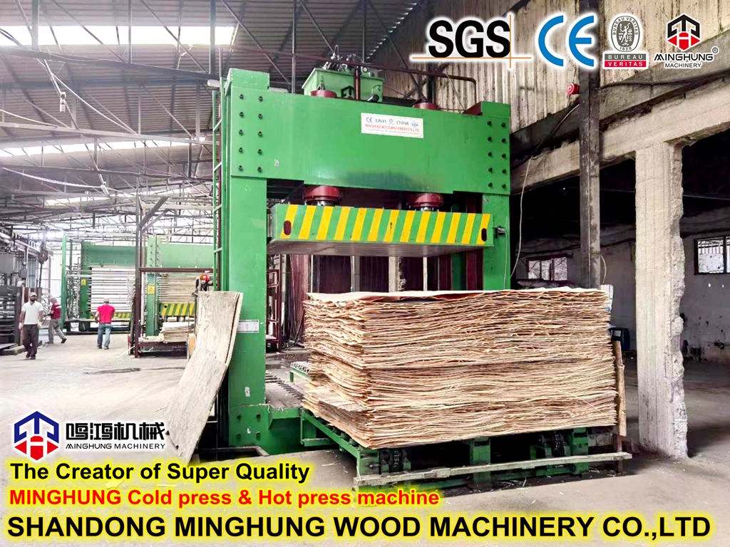 Kontrplak Üretimi için 500t 600t Soğuk Pres Ağaç İşleme Makinesi