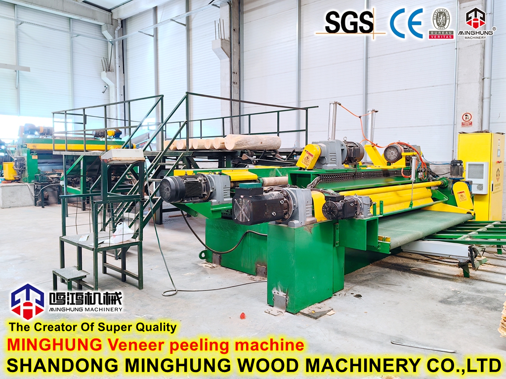 Minghung Çekirdek Kaplama Üretim Makineleri: Kontrplak Üretimi için 4 feet 8 feet Milsiz Döner Kaplama Soyma Kesme Makinesi 
